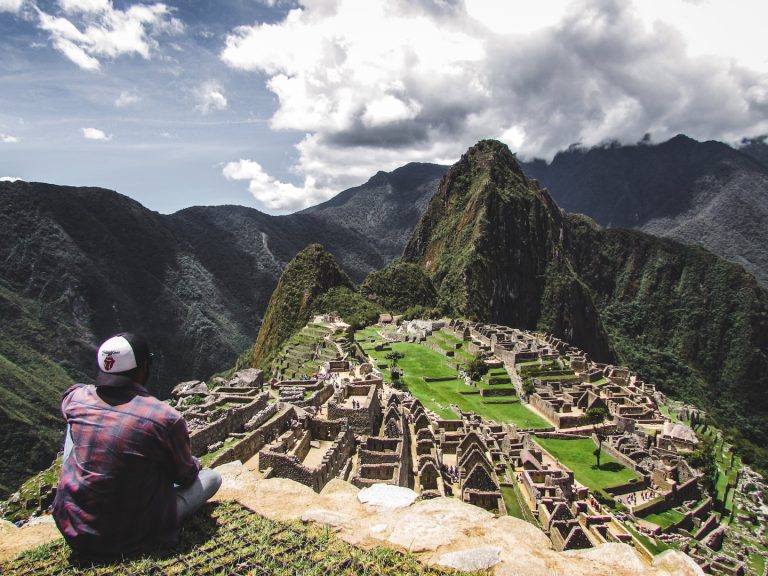 a male tourists at Machu Picchu