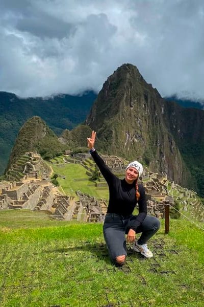 a woman at Huayna Picchu