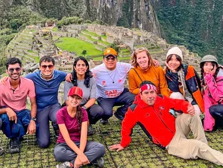 Group with Apple Travel Peru at Machu Picchu Postcard